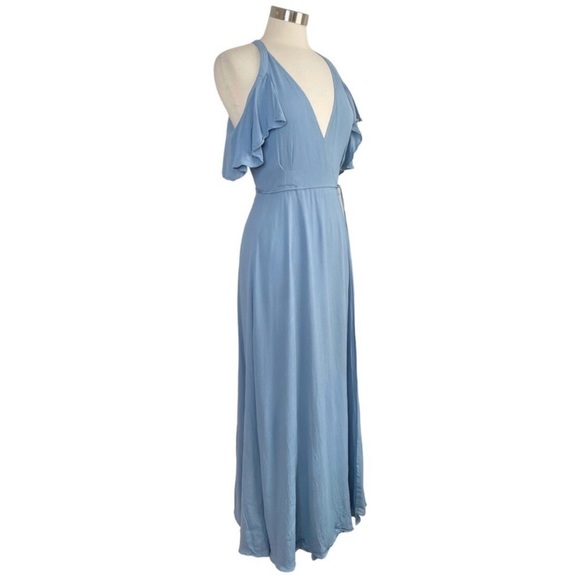 PRIVACY PLEASE Acme Blue Wrap Maxi Dress size S - Picture 2 of 11